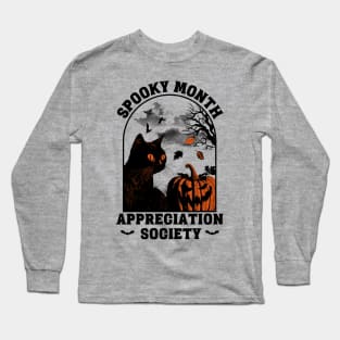 Spooky Month Appreciation Society – Halloween Black Cat Long Sleeve T-Shirt
